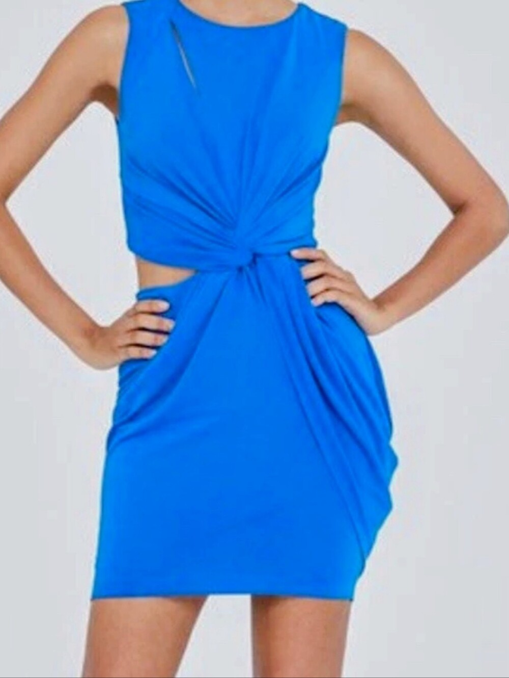 NWOT Gabrielle Union Blue Midi Cutout Side Dress.